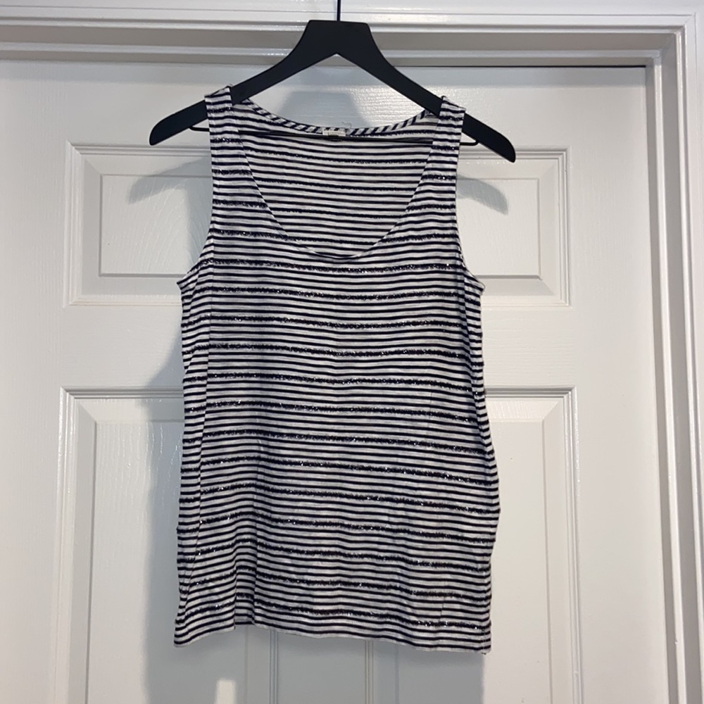 J. Crew Black and White Striped Tank Top